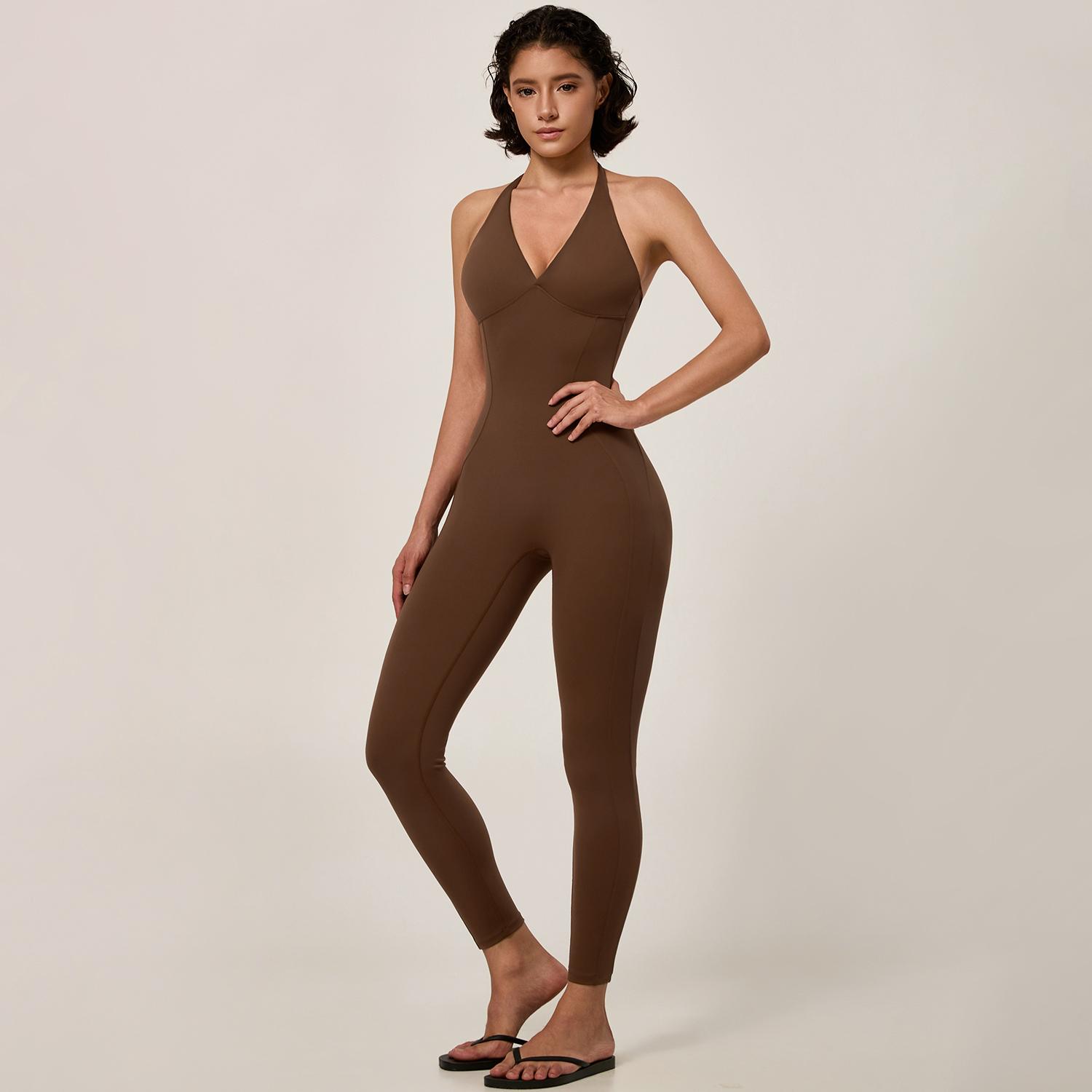 TIMEOFF Women's Halter U Back Full Length Workout Jumpsuit, Contour Hip Lifting Seam & 4-Way Stretch Naked Soft Fabric, One-Piece No Chafing & Body Sculpt Fit for Yoga, Pilates, Gym Training & Daily Casual Outfits TIMEOFF Women's Halter U Back Full Length Workout Jumpsuit, Contour Hip Lifting Seam & 4-Way Stretch Naked Soft Fabric, One-Piece No Chafing & Body Sculpt Fit for Yoga, Pilates, Gym Training & Daily Casual Outfits