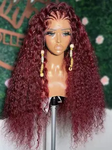 Fashion Ultra Soft 26 Inch Lace Front Wig, 180% Density Curly Pre-Banked Wine, Daily Use, All Seasons, Beiguan Industrial Park, Kinky Curly Wigs