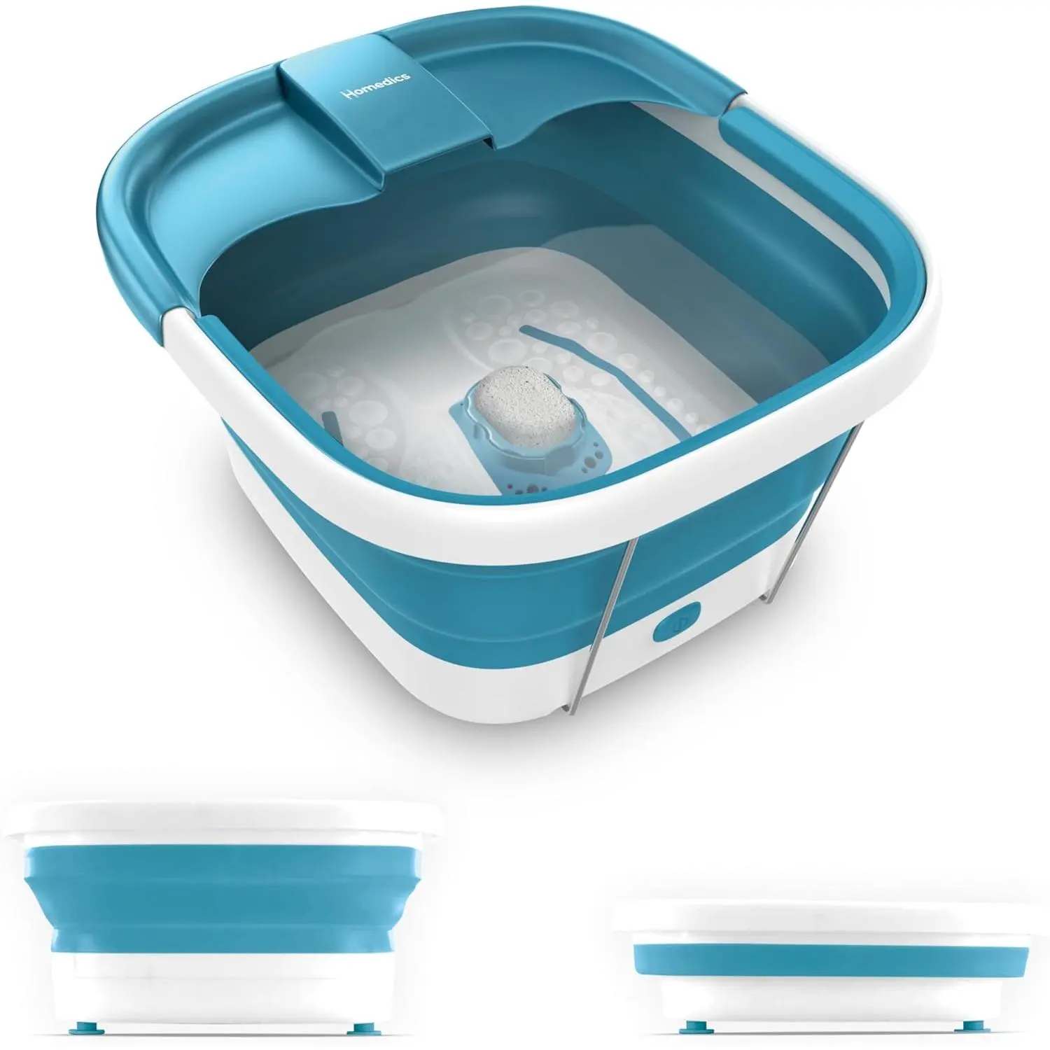 Collapsible Foldable Smart Space Bubble Mate Foot Spa - Heat-Maintaining, Bubble Massage, Pumice Stone Included, Splash Guard Equipped