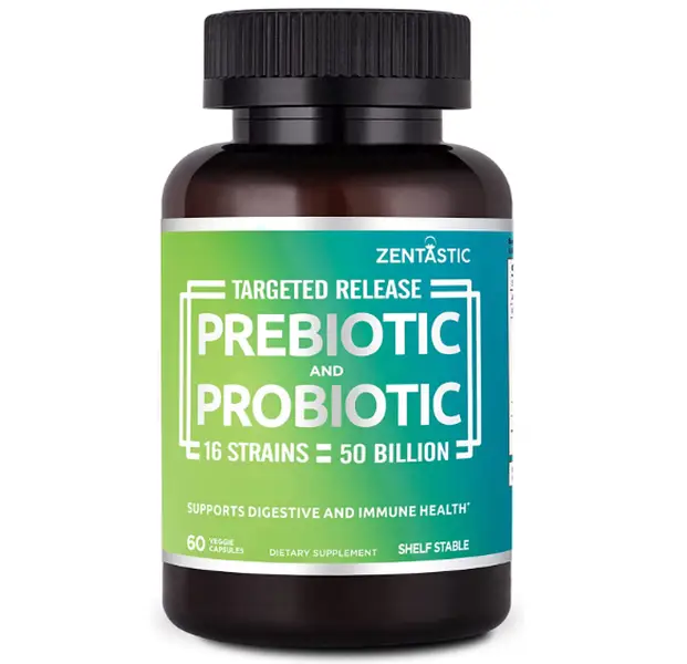 【Zentastic】Nutrition Probiotics & Prebiotics Supplement - 50 Billion CFU - for Men & Women’s Immune & Digestive Health - 16 Strains - Shelf Stable - 6