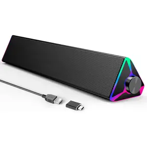 Computer Speakers for Desktop,PC Speakers with Single USB for Power and Stereo Sound,Touch Lights Gaming Speakers Sound bar for Desktop PC  Laptop(USB-C Adapter Included)