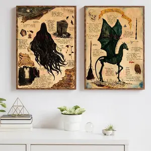 Retro Dragon Pattern Canvas Painting without Frame, 2pcs/set Creative Vintage Wall Art Poster, Wall Art Decor for Bedroom Living Room Corridor Home Decor, Gift for Friends & Family, Fall & Winter Gift