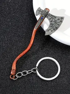 1/20pcs Fashionable Zinc Alloy Axe Keychain | Unplated Bronze Miniature Axe Keyring, Non-Braided Accessory for Men and Boys, Ideal Gift