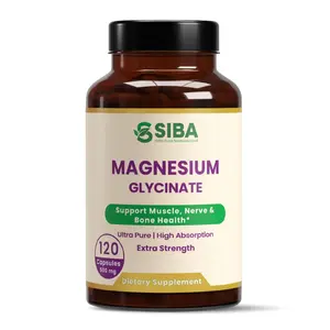 SIBA Magnesium Glycinate | 120 Capsules 500 mg Ultra Pure High Absorption Extra Strength for Muscle Nerve & Bone Health