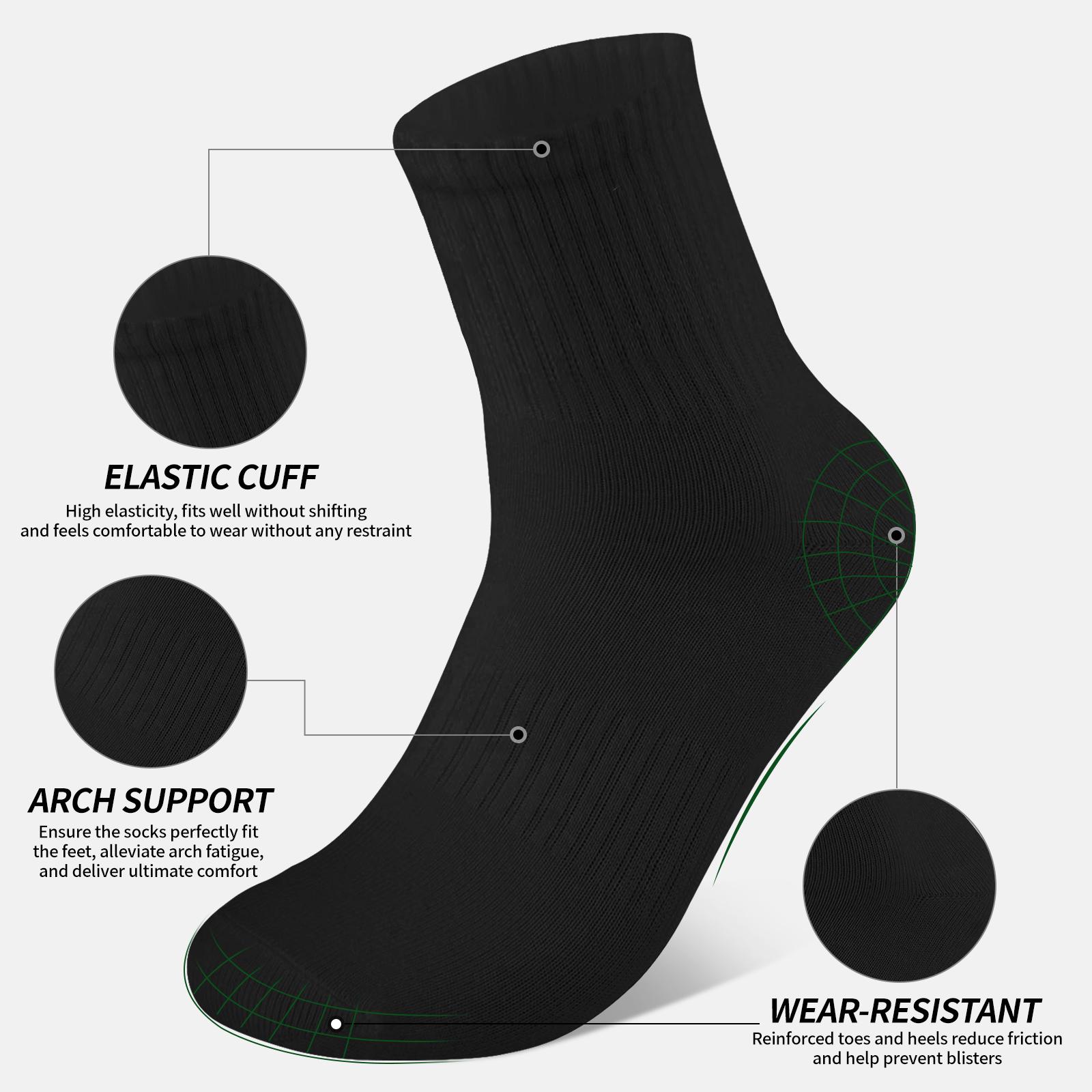 Insoles & Unisex Cotton Mid-Calf Socks  Black & White | Perfect for Shoes | All-Day Comfort Four pairs of socks