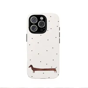 Sausage dog fun pattern, durable and shock-absorbing glossy 2-in-1 phone case, suitable for iPhone 17 16 15 14 13 12 11 X, Samsung Galaxy S25 S24 S23 S22 Ultra Plus FE, can be given as a holiday gift to friends or home