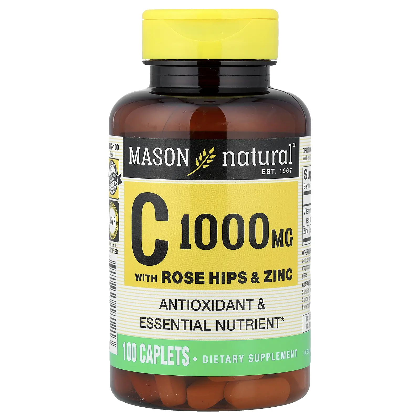 Mason Natural Vitamin C with Rose Hips & Zinc, 100 Caplets