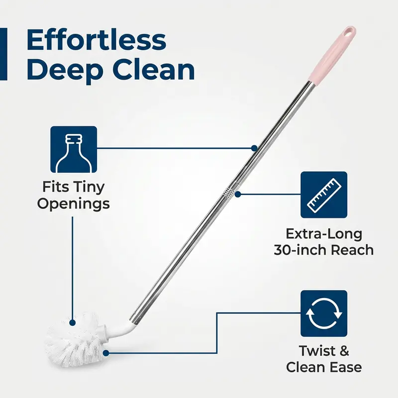 5-gallon water tank cleaning brush, 2-pack bucket brush, water bottle brush, extra long water bottle cleaning brush, water bottle brush, Carboy brush. Bristles flexand compressto .ApplyGentlePressureto InsertPush downslowly andgentlytoinsert brush. Steel