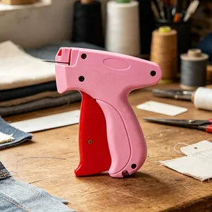 101 Uses! Handheld Stitch Tag Gun for Clothes - Quick Clothing Fixer Value Kit Includes 6 Needle, 1000 Black Fasteners & 1000 White Fasteners (Pink)