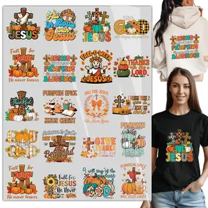 20 Fall for Jesus Christ pumpkin Iron on Transfers,  Dtf Transfers Ready to Press Transfer Stickers Iron on Decals for T Shirts Hoodie DIY Crafts