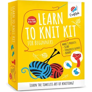 Knitting Kit - Beginner Knitting Supplies with Wool Yarn, Needles, Instructions, DIY Gift