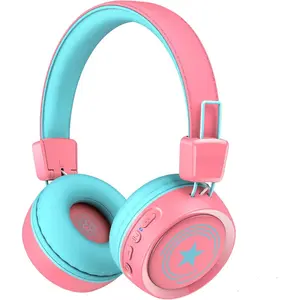 Headphones Wired for School with Microphone KH20  Stereo Safe Volume Limited 85dB/94dB Foldable Lightweight for Girl//Android/Kindle/Tablet/Pad ()