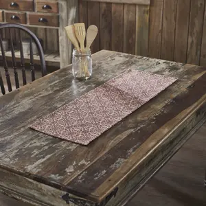 Medallion Burgundy Tan Jacquard Table Runners