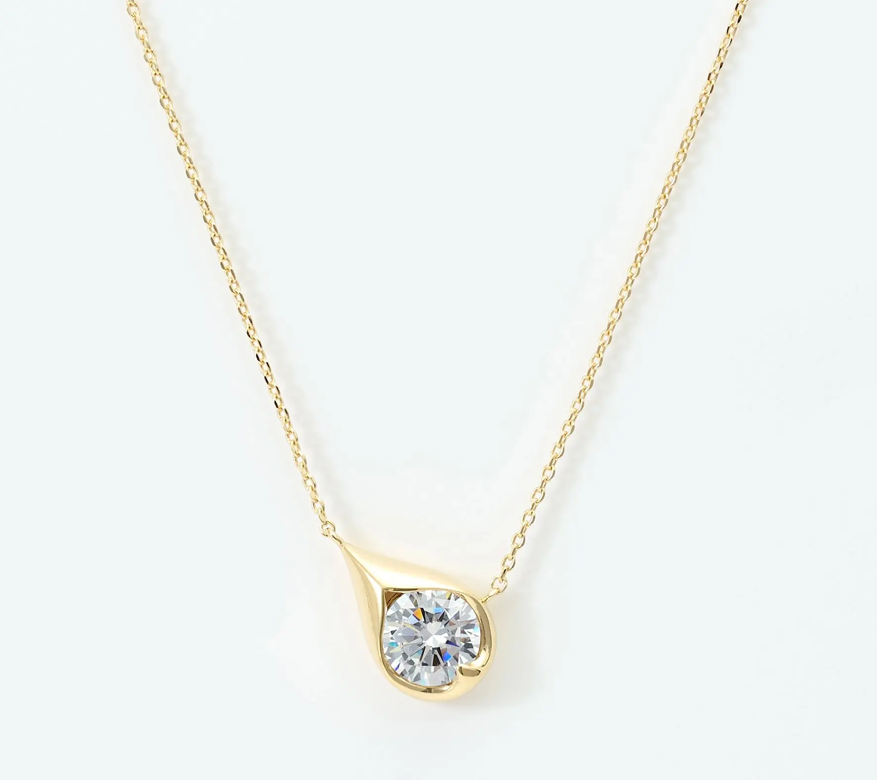 Diamonique Teardrop Necklace, Sterling Silver