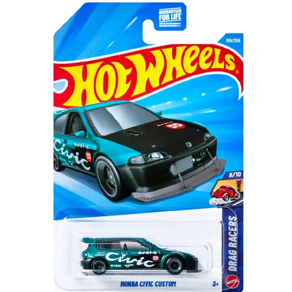 Hot Wheels Drag Racers Collectible Model Car - Custom Honda Civic, Blue & Black, Diecast Model Cars for Collectors