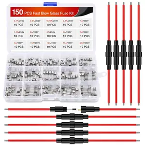 Nilight 150PCS Fast Blow Glass Fuses with 10PCS 5x20mm Inline Fuse Holder Screw Type16AWG 250V 0.1A 0.2A 0.25A 0.5A 1A 1.5A 2A 3A 4A 5A 8A 10A 12A 15A 20A Glass Tube Fuses Assortment