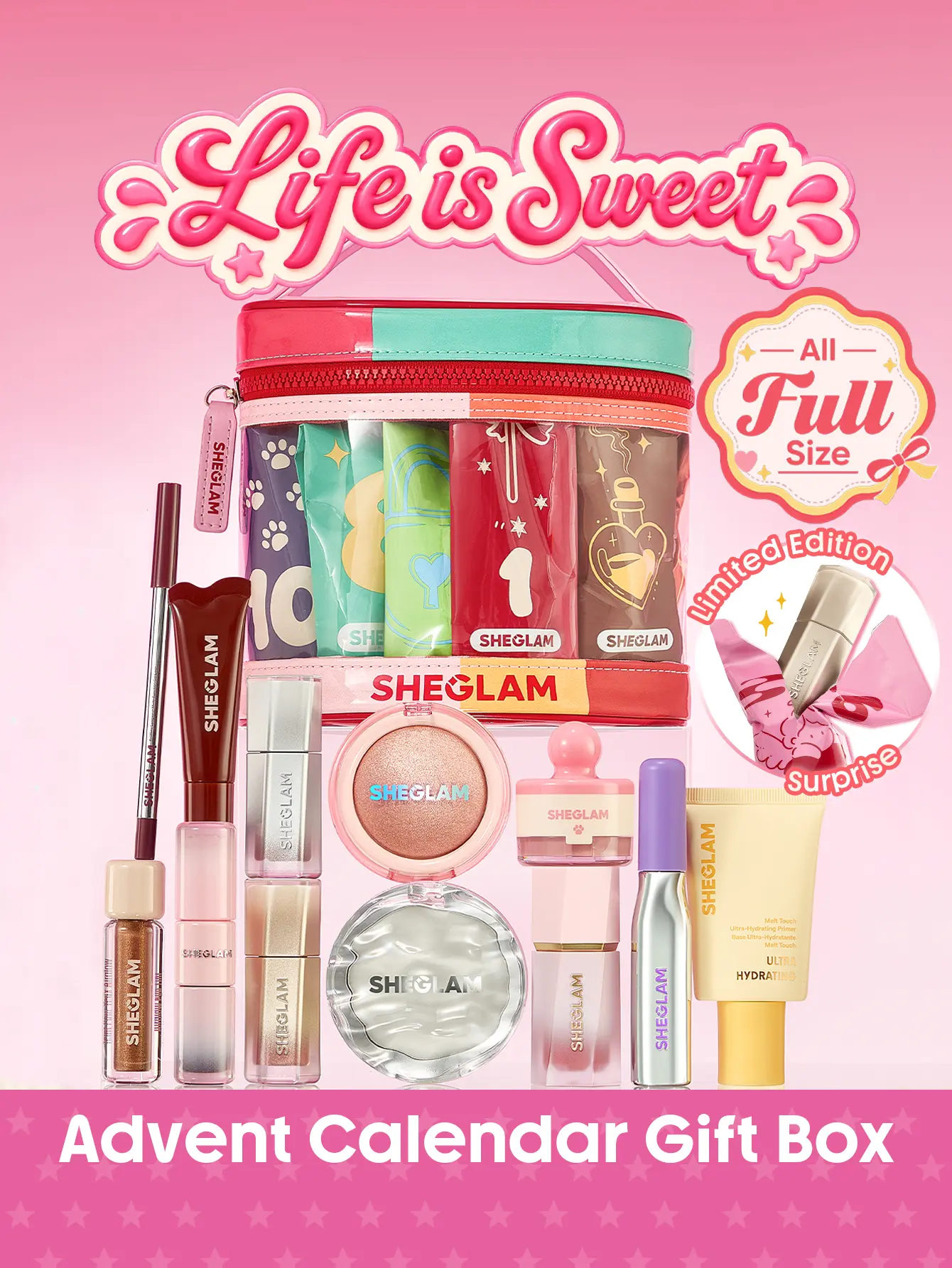 SHEGLAM Life Is Sweet Limited Ed Cosmetic Gift Set, 12-Piece Daily Makeup Collection