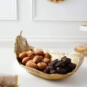 ⚠️ Table Centerpiece | Gold Leaf Serving Tray | Decorative Fruit Bowl | (EMPTY TRAY ONLY)