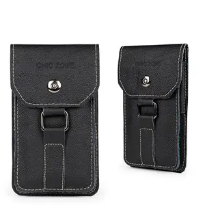 Chic Zone 7.2" Leather Waist Bag – Fits iPhone 16 Pro Max & Samsung, 2-Layer with Magnetic Closure, Belt Clip Holster & Card Slots – Hands-Free Travel Essential for Men Women