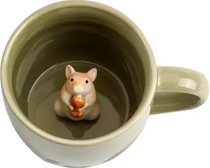 Hamster Ceramic Mug  3D  Inside Cup,12 OZ  Cute Figurine Mugs,Christmas and Birthday  for Boys Girls or (Hamster)