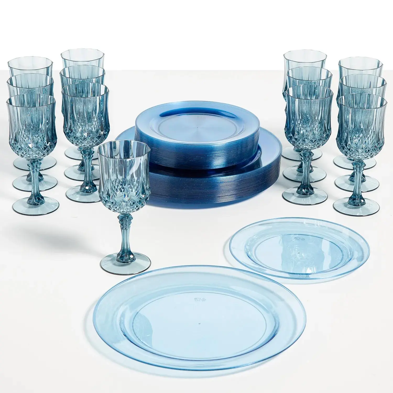 74 Pc. Dusty Blue Party Disposable Plastic Tableware Kit for 24 Guests 74 Pc. Dusty Blue Party Disposable Plastic Tableware Kit for 24 Guests