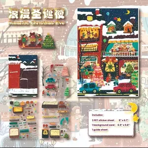 Large size sticker scene, cozy winter sticker scene for kids and adults fun cute stickers therapy stress relief unwind relaxing cozy hobby DIY craft gift