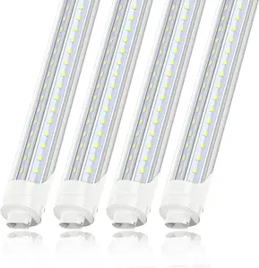 JESLED 8FT LED Bulbs Light, 72W 5000K Daylight, R17D/HO Base, 7200LM, 110W Equivalent Fluorescent Tubes F96T12/DW/HO, Rotate V Shaped, ETL Listed, Dual-Ended Powered, Ballast Bypass, Clear, 4-Pack