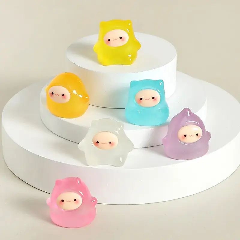 6PC cute handmade decoration mini elf ghost night light cute granule desktop car ornament resin crafts