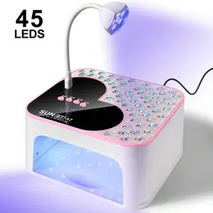 UV LED Nail Lamp, Equipped With 45 LED Beads And USB Port, Professional 4-Mode Gel Nail Dryer With Sparkling Rhinestones, Salon-Grade Gel Nail Curing Light, Ideal Gift For Thanksgiving, Valentine's Day, Birthday, Christmas (For Home And Salon Use)