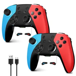 2 Pack  Controller for  /Lite/OLED, Hall Effect Joystick for  2 Pro Controller with Wake-Up/Turbo/ Vibration/Programmable (Red+Blue)