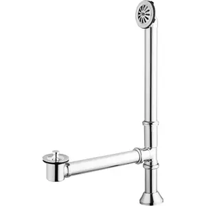 Vintage Claw Foot Tub Drain Kit with Lift and Turn Bath Drain Stopper, 1-1/2" Brass Tubular Leg Tub Bathtub Waste and Overflow Drain Assembly with Drain Plug and Bathtub Overflow Cover
