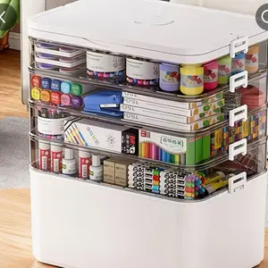 2/5-Tier Large Capacity Multi-Layer Classification Durable Transparent Storage Box