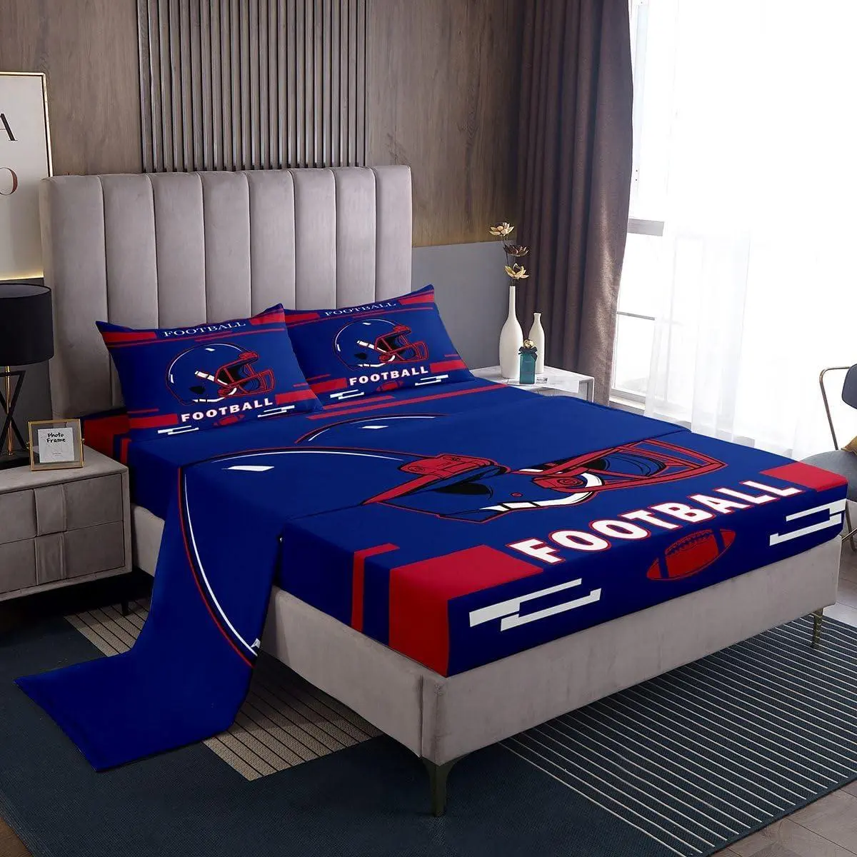 Football Bed Sheets Set Boys Deep Pocket Fitted Sheet Football City Fans Gift Bedding Sets Soft Bed Set