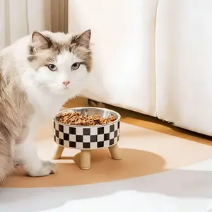 Elevated Stainless Steel Cat Bow, Anti-Slip Pet Feeding Dish, Detachable Water Bow, Suitable for Dogs, Cats, Rabbits, SquirrelsHamsters