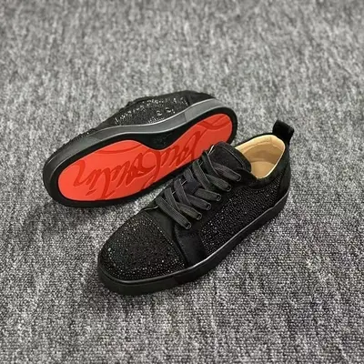 Black Suede Red Bottoms Shoes Mens Low Top Louboutin Black