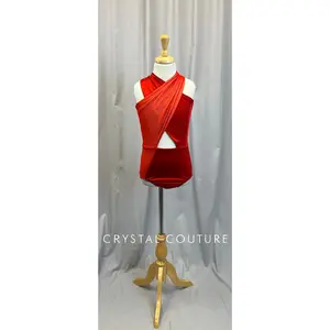 Red Mesh Cross Front Leotard