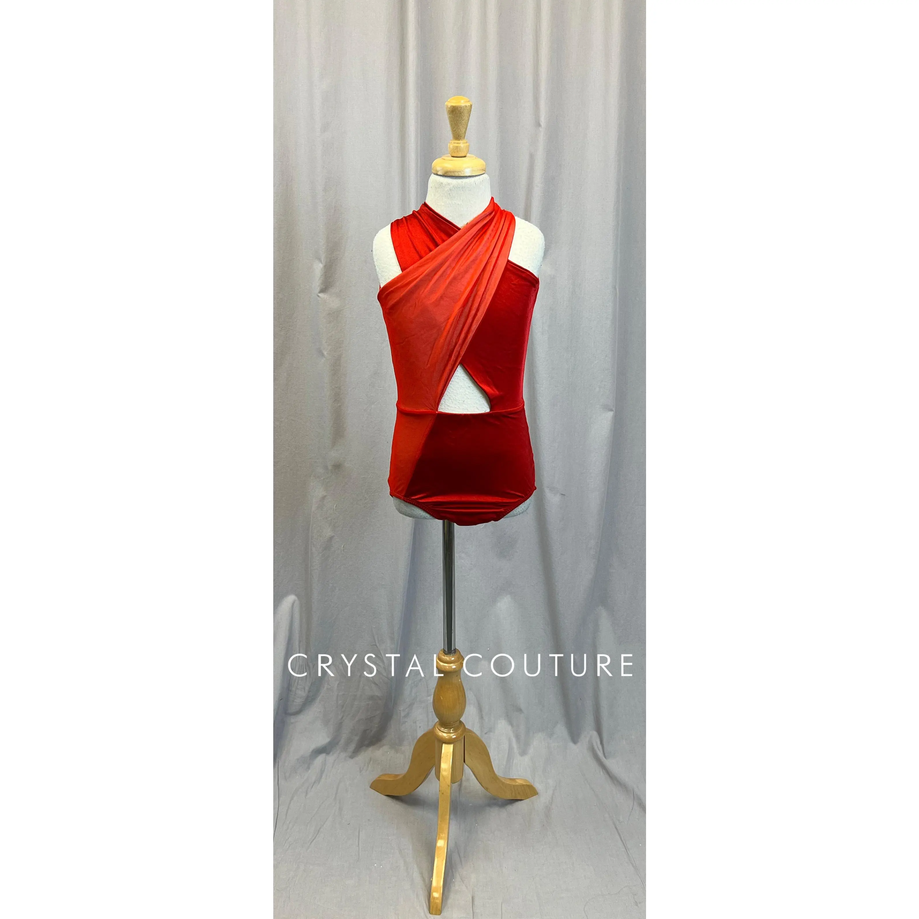 Red Mesh Cross Front Leotard