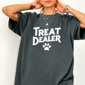 Treat Dealer T-Shirt Dog Mom Tee, Dog Shirt, Soft Cotton Crewneck Shirt for Men and Women, Gift for Him or Her, Unisex Stylish