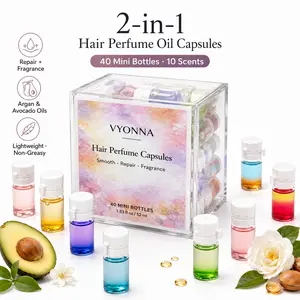 Hair Perfume Oil, 40 Mini Bottles Capsules with 10 Scents, 2-in-1 Leave-In Hair Serum, Argan & Avocado Oils + Amino Acids for Frizzy, Dry & Damaged Hair, Lightweight Non-Greasy, Long-Lasting Scent,sahipub of the same model