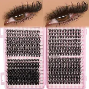 50D/40D/30D Large Capacity False Eyelashes, 600pcs Dense Fluffy Wispy Lashes, 0.07mm D Curl Mixed Lengths, Reusable Natural Soft Makeup, Eyelash Extension
