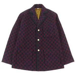 Pre-owned GUCCI Others Small Leather Goods GG jacquard wool coat
