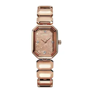 Elegant Gold Women’s Watch, Square Dial Bracelet Watch, Minimalist Quartz Wristwatch, Fashion Jewelry Watch for Party, Daily Wear & Gift