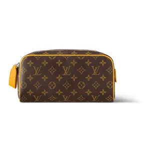 Louis Vuitton Dopp Kit for Men – Monogram Coated Canvas with Leather Trim, Brown and Matte Yellow