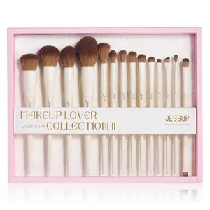 Jessup 14PCS Vegan Makeup Brush Set T329-G | Soft Synthetic Bristles | Gift Box Included | Professional Kit for Flawless Makeup