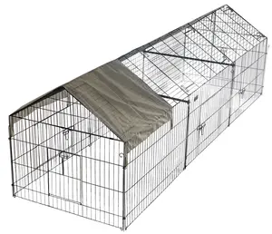 Metal Chicken Coop 130"×40"×40" Chicken Run with Waterproof Cover Portable Poultry Cage Walk in Hen House Outdoor Backyard Farm Animal Enclosure Crate Pet Playpen Exercise Pen for Rabbit Duck