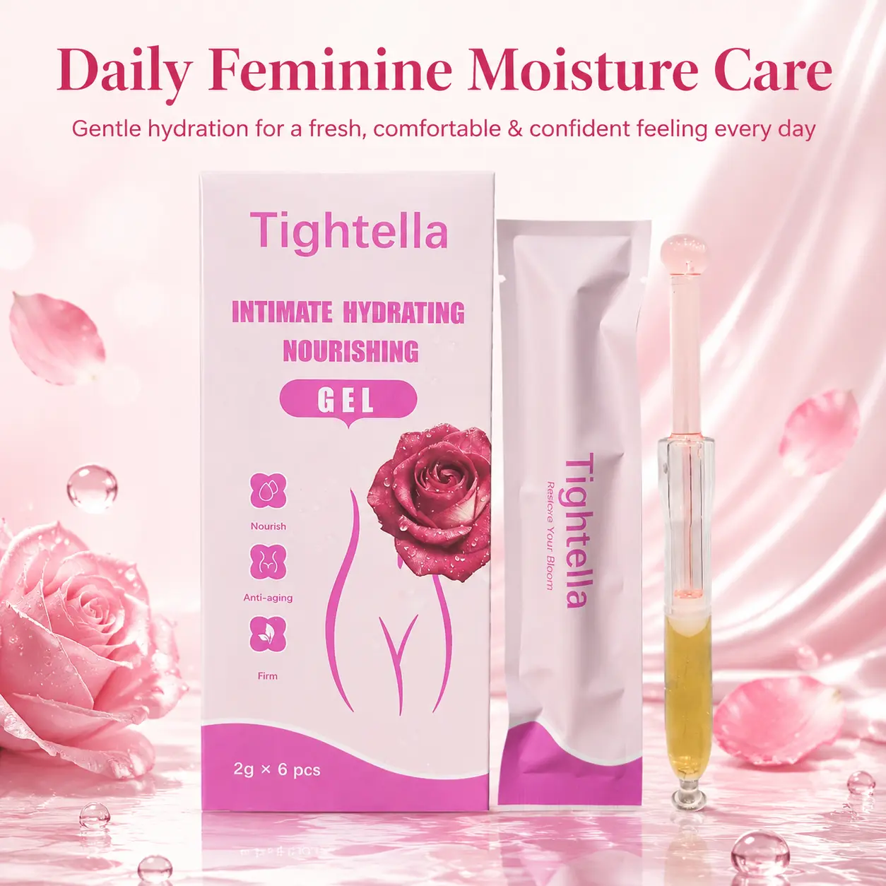 Tightella Daily Feminine Care Gel (6-Pack) | Gentle Hydrating & Nourishing Formula with Easy Applicator for Daily Intimate Care, Supports Moisture Balance, Comfort & Fresh Feeling for Everyday Personal Care