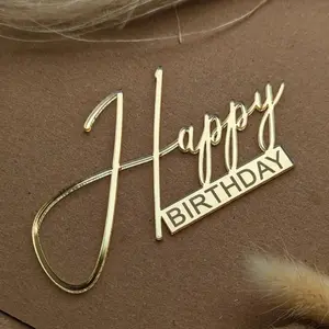 1/3/5pcs Acrylic Birthday Queen Gold Cake Topper Happy Birthday Party Sides Cake Decorations Accessories Celebration Decorations