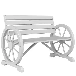 41" Wooden Wagon Wheel Bench Park Bench For Lawn Or Balcony Holds 550 Lbs Rustic Country Charm With Wagon Wheel Armrests Assembly Required