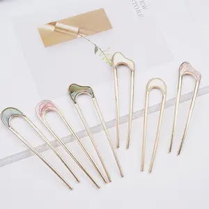 Handmade Shell Golden Hairpin & Minimalist Hair Fork Set - Secure Locks & Elegant Look, Gems Ponytail Holder & Wedding Hair Piece, Birthday Gifts