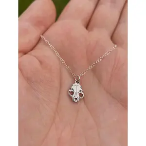 Feline Skull Charm Necklace